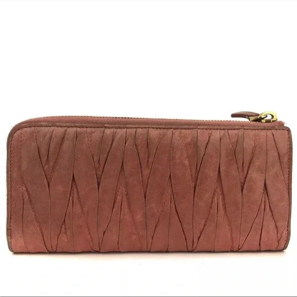 MIU MIU Logo Gather Leather Zip Around Long Wallet - Picture 4 of 8
